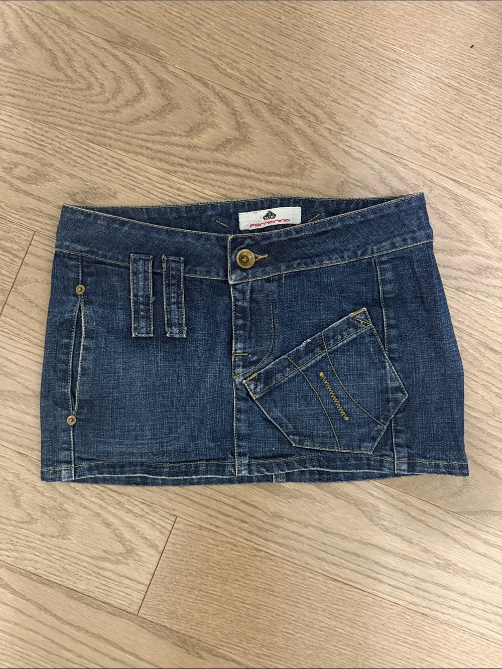 Fornarina low rise blue denim mini skirt
